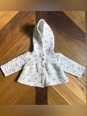Laura Ashley Quilted Hooded Baby Jacket with Pink Floral Print 3-6 months